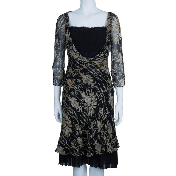 Pre Owned Diane Von Furstenberg Tamary Chiffon Printed Dress S