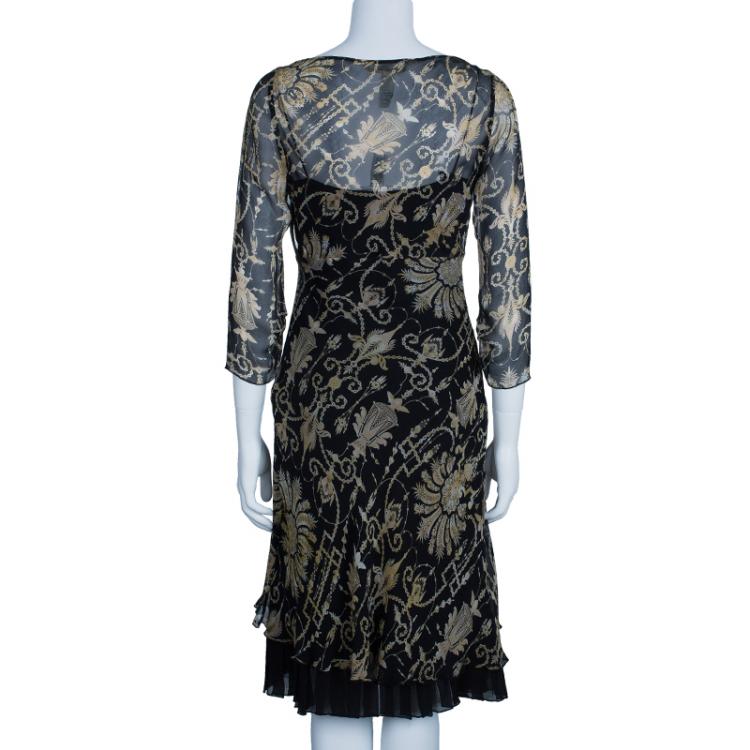 Pre Owned Diane Von Furstenberg Tamary Chiffon Printed Dress S