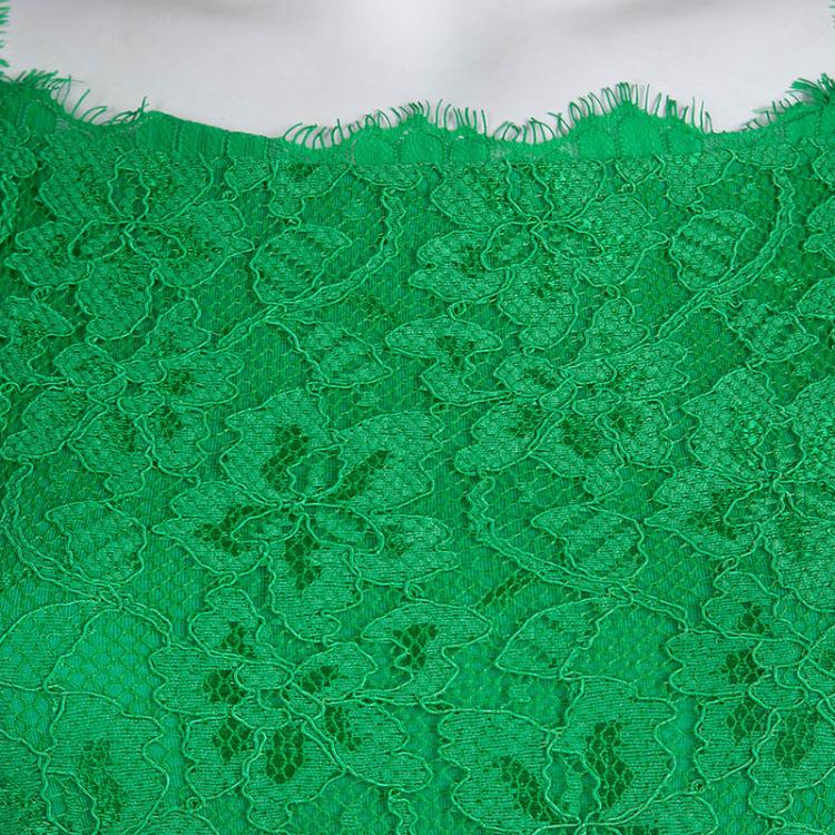 مملوكة مسبقًا Diane Von Furstenberg Green Zarita Lace Dress S