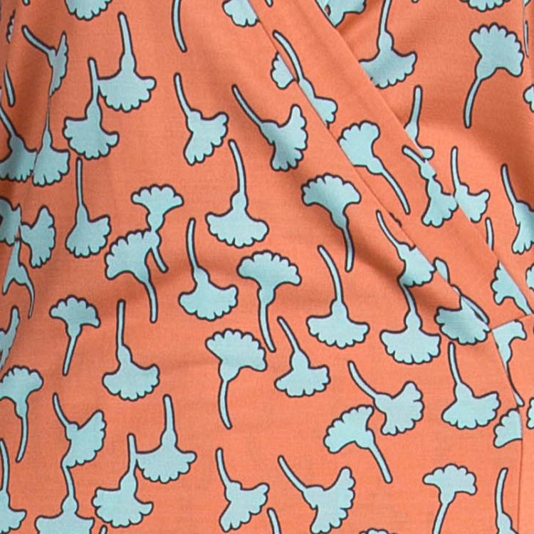 Pre Owned Diane Von Furstenberg Peach Floral Printed Maxi Abigail Wrap Dress M