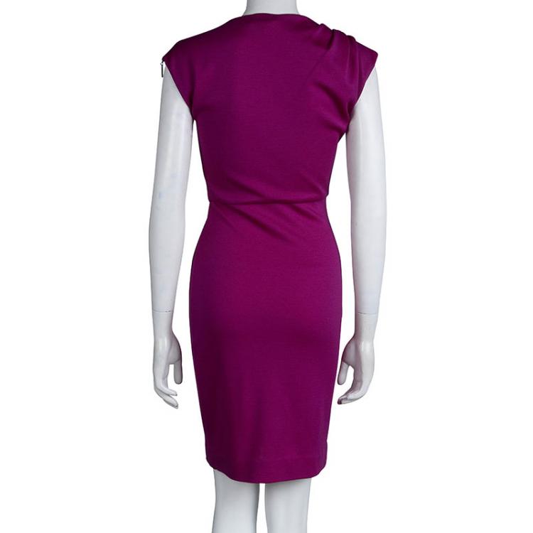 Pre Owned Diane Von Furstenberg Purple Wool Zip Detail Marchona Dress S