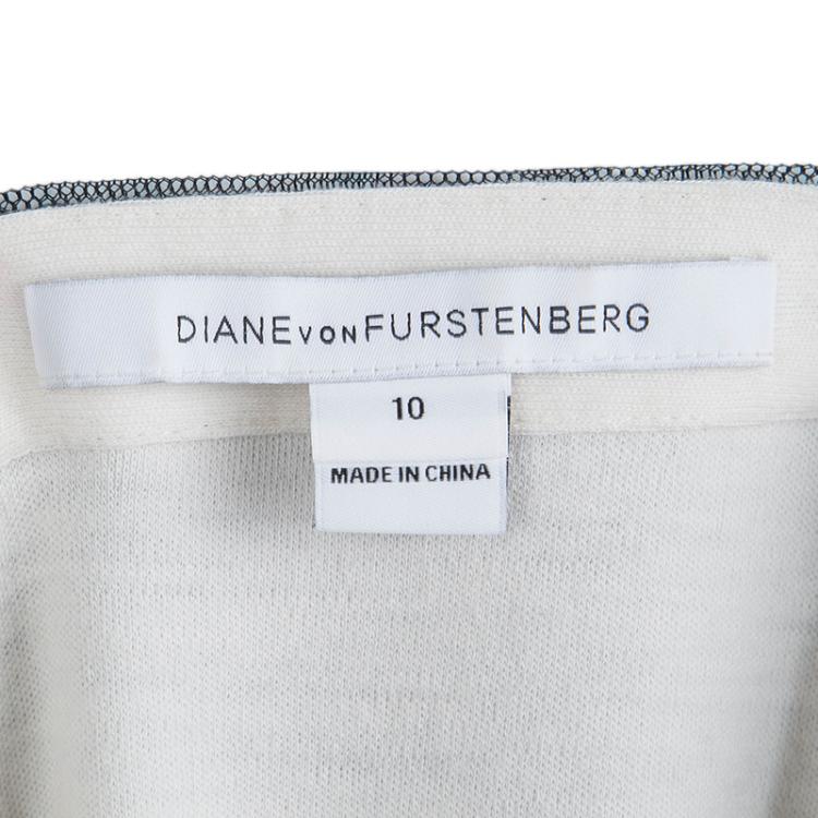 Pre Owned Diane von Furstenberg Monochrome Lace Detail Seduction Wrap Dress L