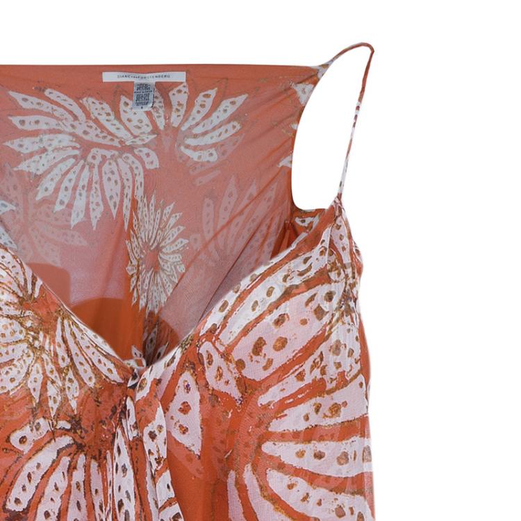 Pre Owned Diane Von Furstenberg Tupai Chiffon Wrap Dress M