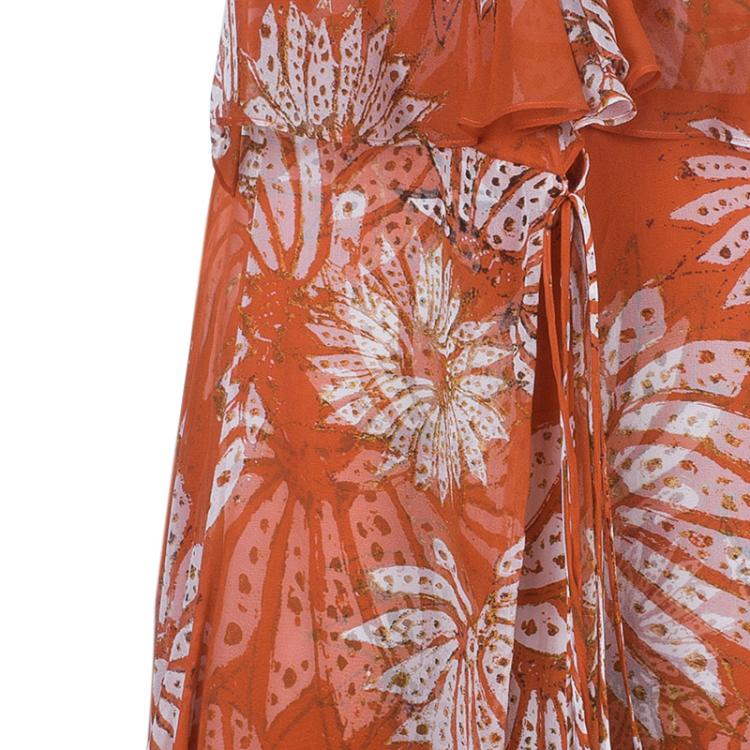 Pre Owned Diane Von Furstenberg Tupai Chiffon Wrap Dress M