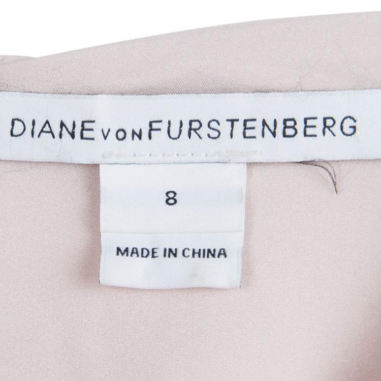 Pre Owned Diane von Furstenberg Peach Sequin Embellished Menaro Blouse M