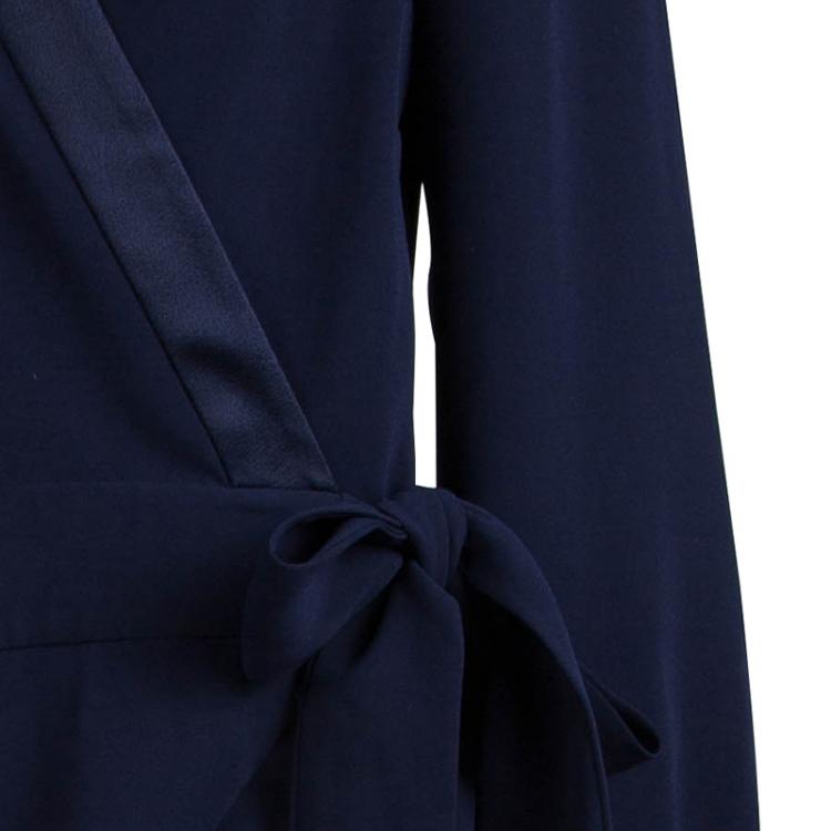 Pre Owned Diane von Furstenberg Navy Blue Margot Wrap Jumpsuit L