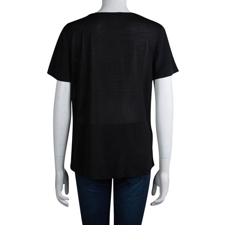 Pre Owned Diane von Furstenberg Black Silk Angela Top XL