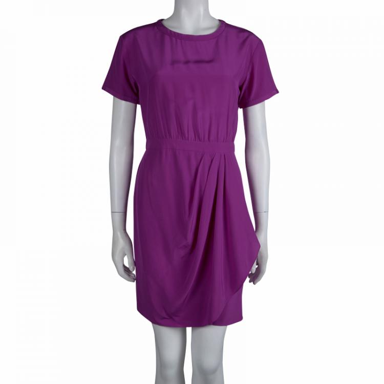 Pre Owned Diane Von Furstenberg Pink Silk Short Sleeve Eryn Dress S