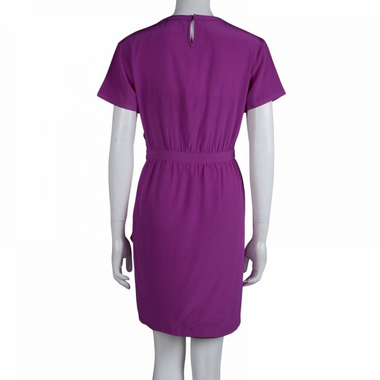 Pre Owned Diane Von Furstenberg Pink Silk Short Sleeve Eryn Dress S