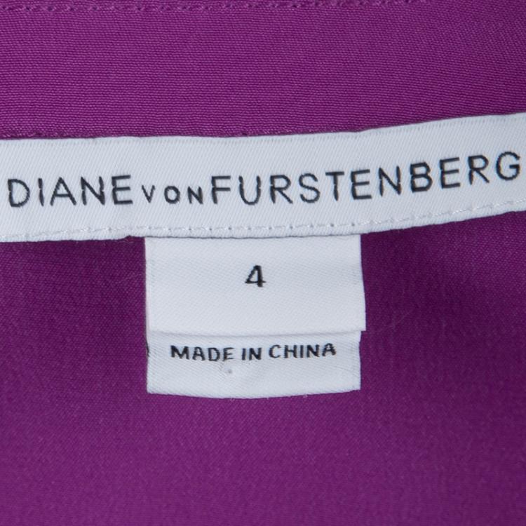 Pre Owned Diane Von Furstenberg Pink Silk Short Sleeve Eryn Dress S