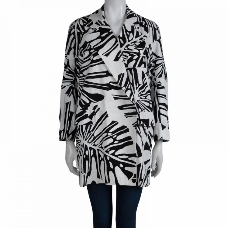 مملوكة مسبقًا Diane Von Furstenberg Monochrome Cotton Canvas Oversized Laurel Blazer P