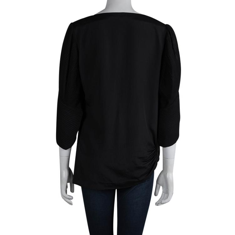 Pre Owned Diane von Furstenberg Cebolla Black Pleated Top M