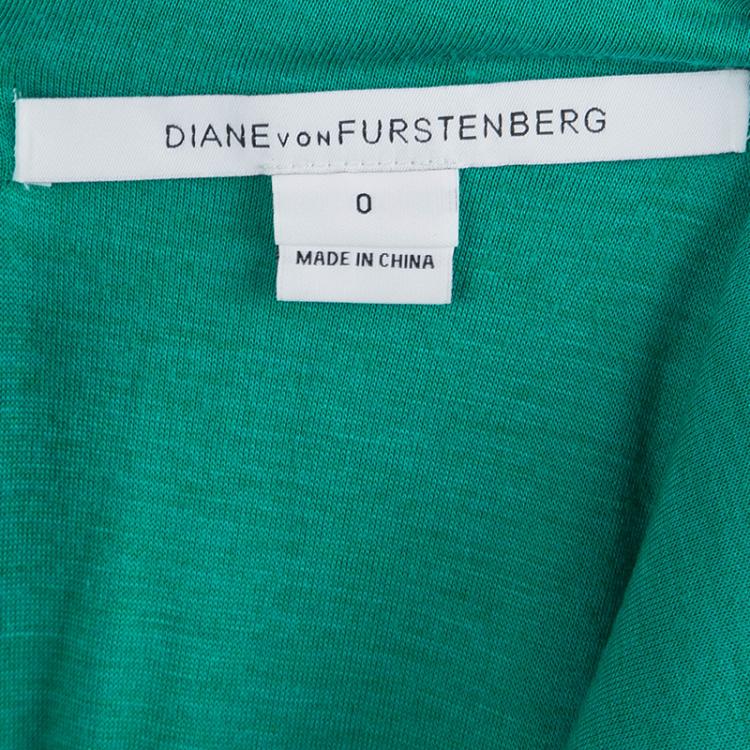 Pre Owned Diane Von Furstenberg Green Lace Long Sleeve Zarita Dress XS