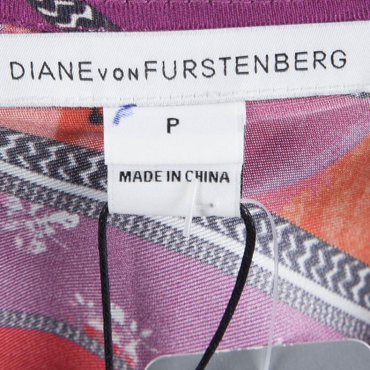 Pre Owned Diane Von Furstenberg Multicolor Silk Print Dayle Top XS
