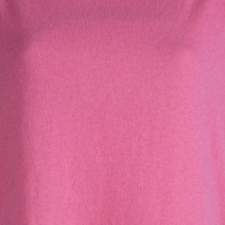 Pre Owned Diane Von Furstenberg Pink Short Sleeve High Low Brianna Sweater XS/S