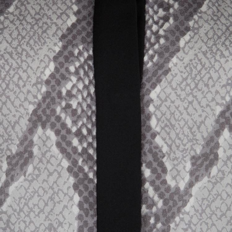 Pre Owned Diane Von Furstenberg Snakeskin Print Lane Chiffon Long Sleeve Blouse L