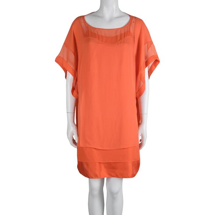 Diane Von Furstenberg Orange Silk Short Sleeve Umeki Dress M Diane Von Furstenberg TLC