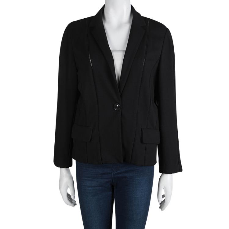 مملوكة مسبقًا Diane Von Furstenberg Black Knit Jica Jacket XL
