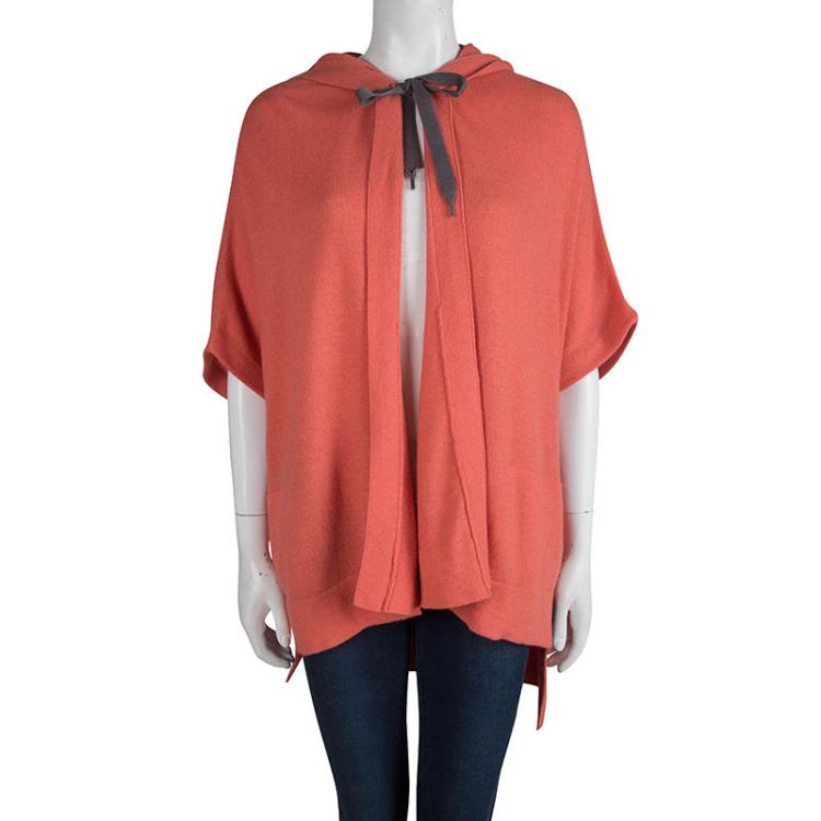 مملوكة مسبقًا Diane Von Furstenberg Orange Hooded High Low Kaiyo Sweater M/L