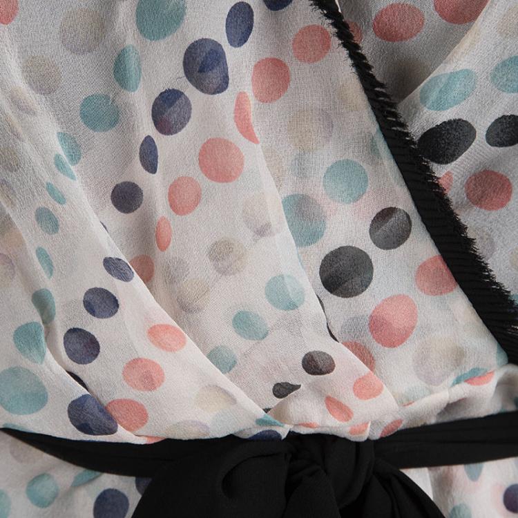 Pre Owned Diane Von Furstenberg Multicolor Polka Dot Printed Silk Mateo Top M