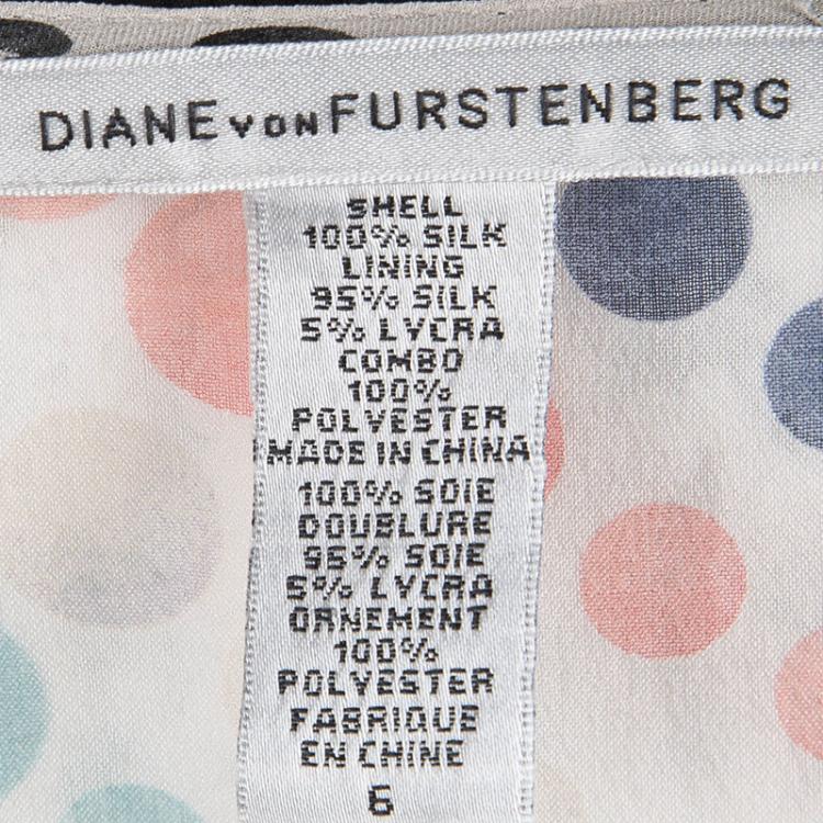 Pre Owned Diane Von Furstenberg Multicolor Polka Dot Printed Silk Mateo Top M