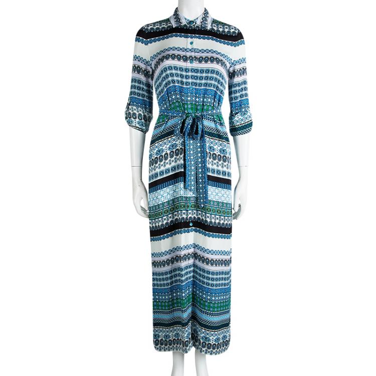 مملوكة مسبقًا Diane Von Furstenberg Multicolor Printed Silk Button Front Amina Maxi Dress XS