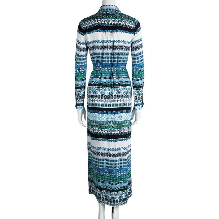 مملوكة مسبقًا Diane Von Furstenberg Multicolor Printed Silk Button Front Amina Maxi Dress XS