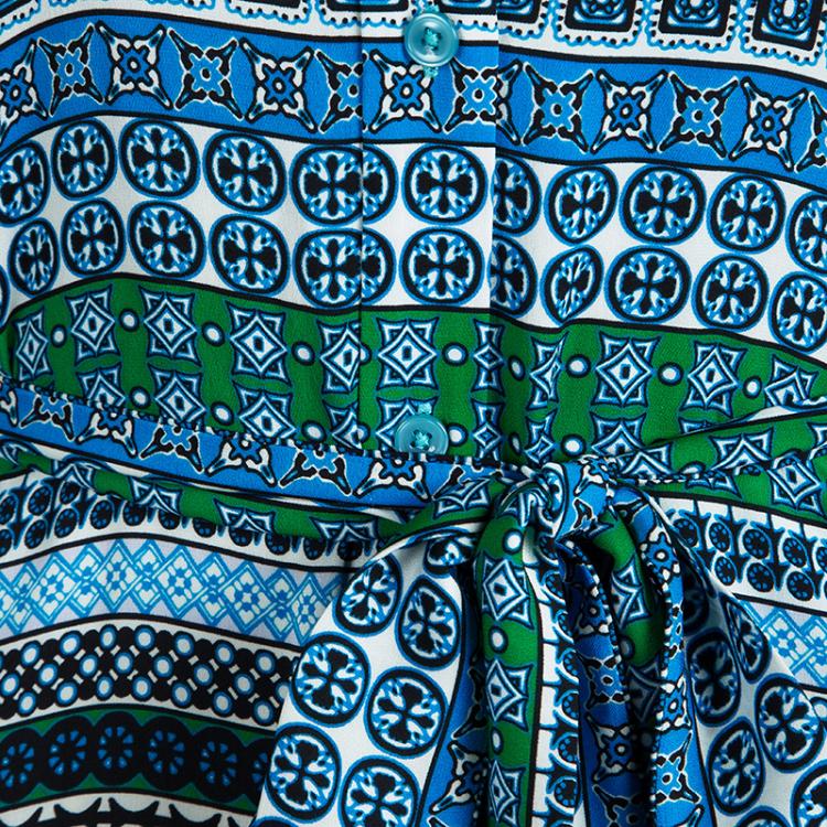 مملوكة مسبقًا Diane Von Furstenberg Multicolor Printed Silk Button Front Amina Maxi Dress XS