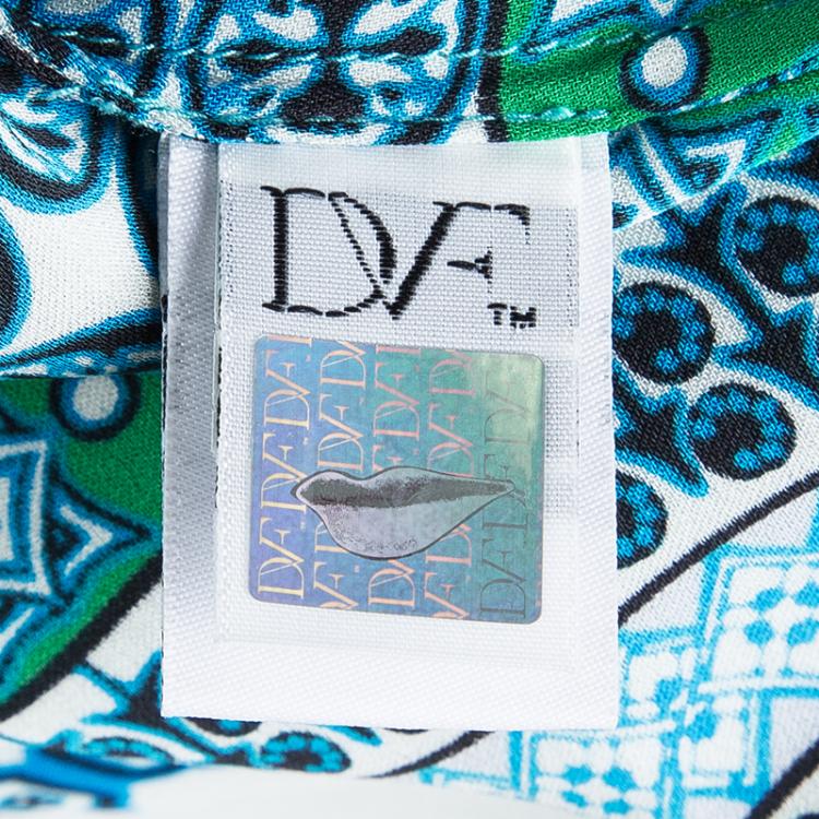 مملوكة مسبقًا Diane Von Furstenberg Multicolor Printed Silk Button Front Amina Maxi Dress XS