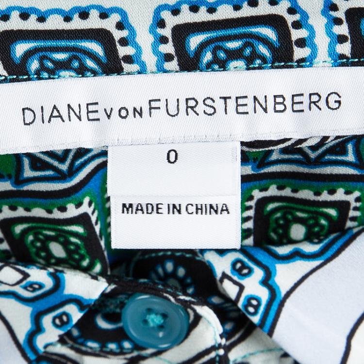 مملوكة مسبقًا Diane Von Furstenberg Multicolor Printed Silk Button Front Amina Maxi Dress XS