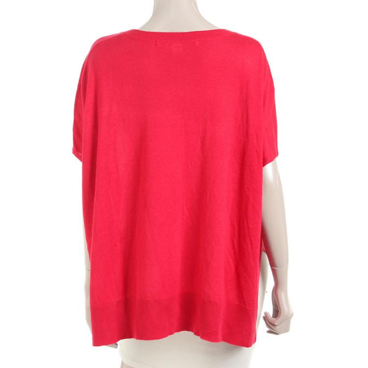 Pre Owned Diane Von Furstenberg Red Oversized Knit Top S
