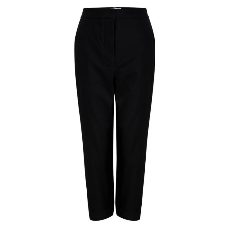Pre Owned Diane Von Furstenberg Black Drawstring Detail Cropped Johnson Trousers L