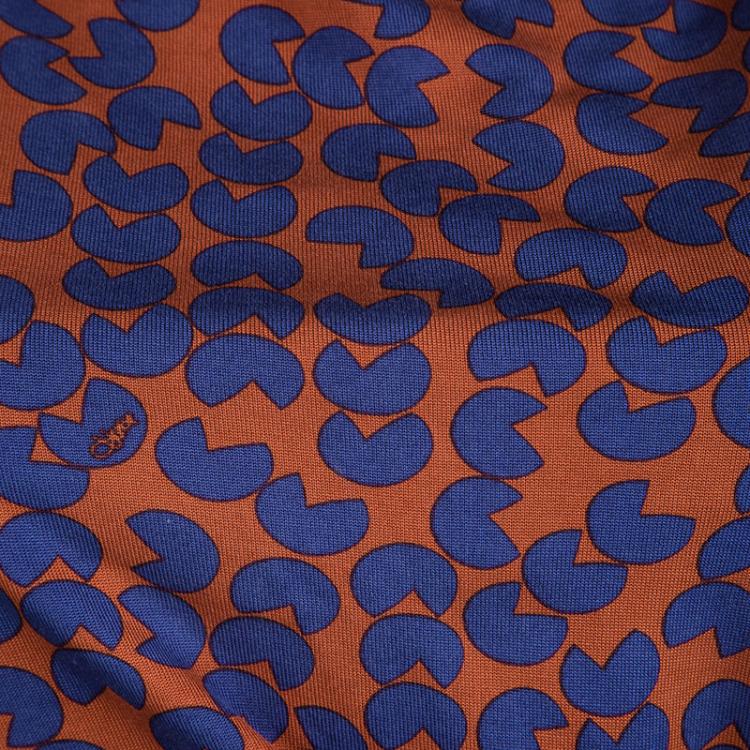 Pre Owned Diane Von Furstenberg Orange Printed Silk Jersey Amberlin Dress M