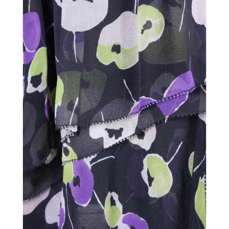 مملوكة مسبقًا Diane Von Furstenberg Black Floral Print Wrap Dress S