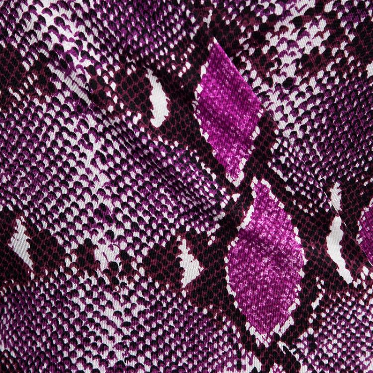 Pre Owned Diane Von Furstenberg Purple Snakeskin Print New Julian Two Wrap Dress M