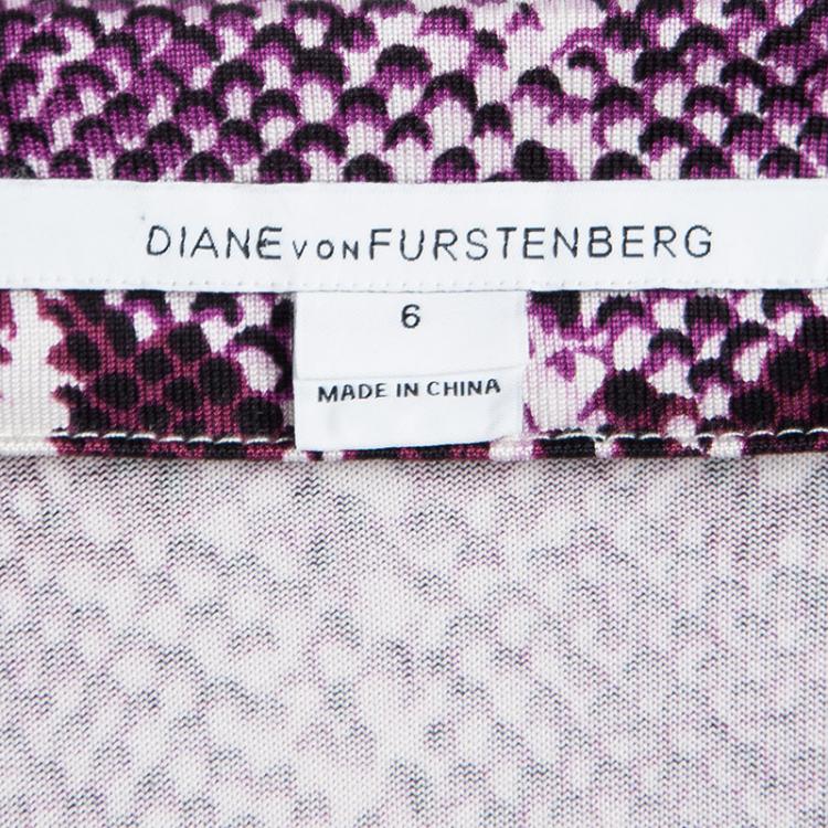 Pre Owned Diane Von Furstenberg Purple Snakeskin Print New Julian Two Wrap Dress M