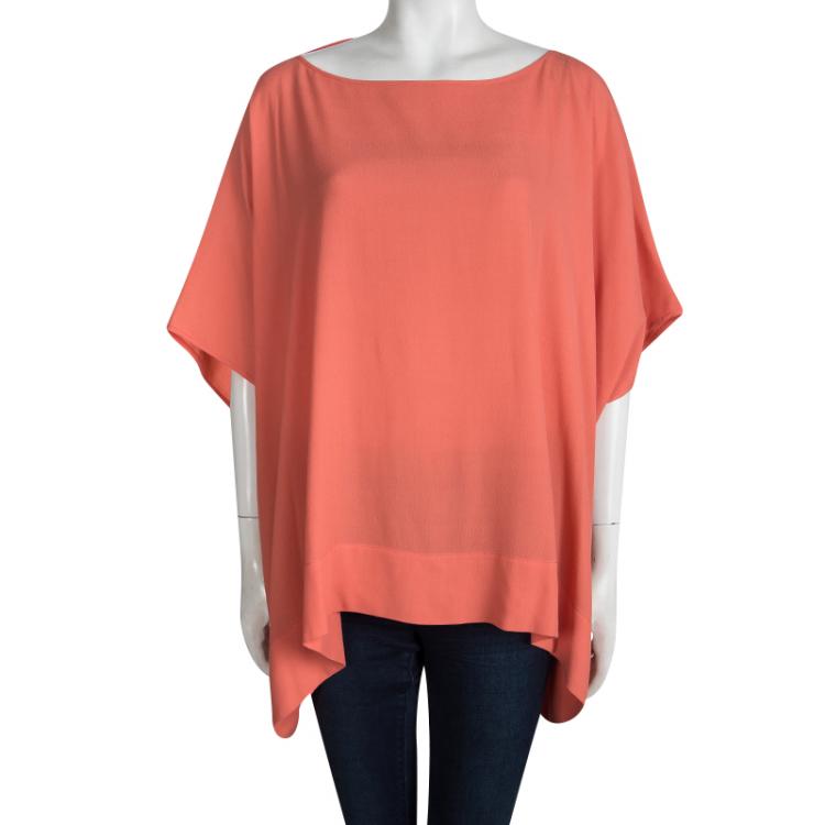 مملوكة مسبقًا Diane Von Furstenberg Orange Crepe New Hanky Kimono Top M/L
