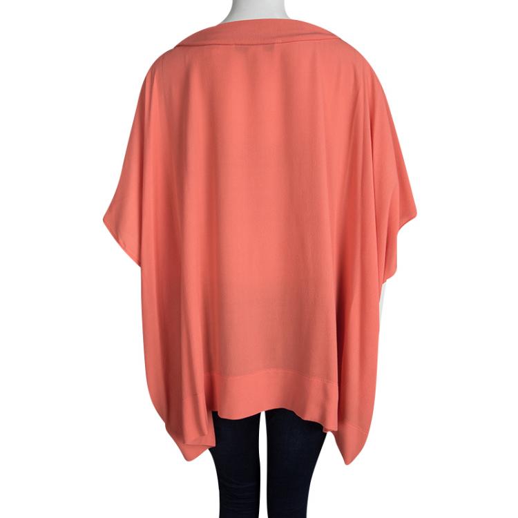 مملوكة مسبقًا Diane Von Furstenberg Orange Crepe New Hanky Kimono Top M/L