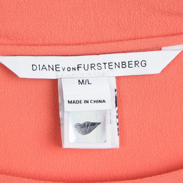 مملوكة مسبقًا Diane Von Furstenberg Orange Crepe New Hanky Kimono Top M/L
