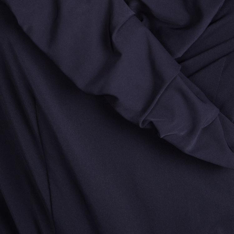 Pre Owned Diane Von Furstenberg Navy Blue Knit Bethania Short Sleeve Wrap Dress M