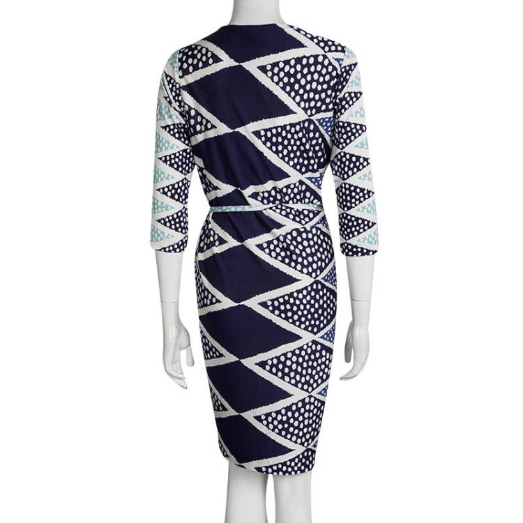 Pre Owned Diane Von Furstenberg Ornamentalist Diamonds Print Evrin Wrap Dress M
