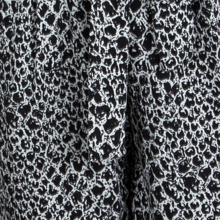 Pre Owned Diane Von Furstenberg Rawena Monochrome Printed Silk Jumpsuit M