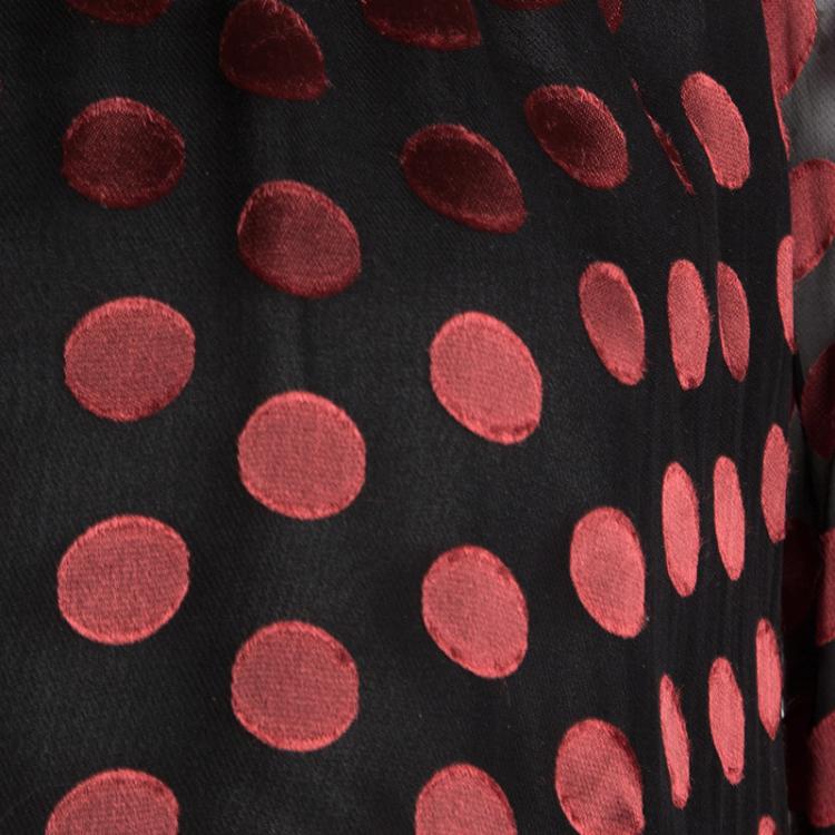 Pre Owned Diane Von Furstenberg Marnie Black Burnout Detail Long Sleeve Blouse XS