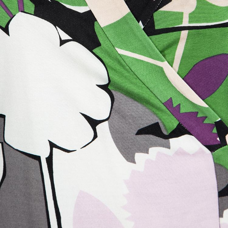 مملوكة مسبقًا Diane Von Furstenberg Multicolor Floral Printed New Jeanne Two Wrap Dress S