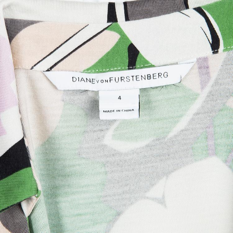 مملوكة مسبقًا Diane Von Furstenberg Multicolor Floral Printed New Jeanne Two Wrap Dress S