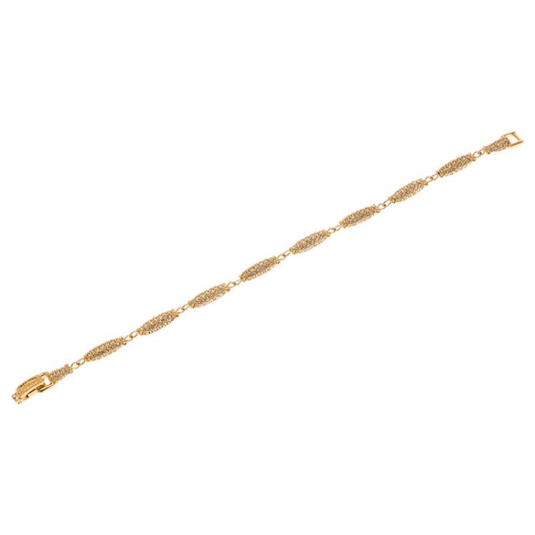 Pre Owned Dior Crystal Studded Gold Tone Bracelet Size 21cm