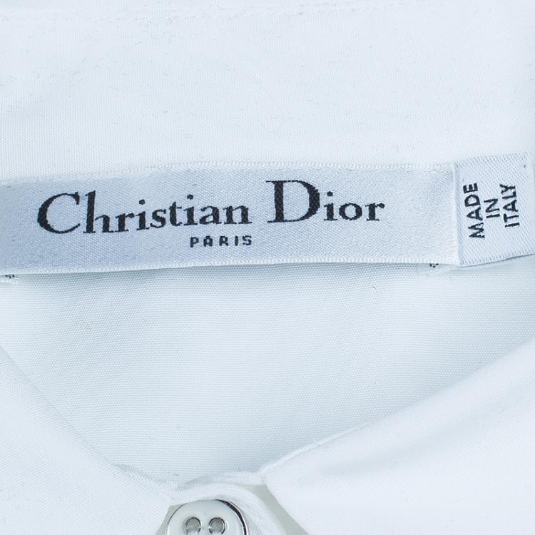 مملوكة مسبقًا Dior White Embroidered Sleeve Shirt M