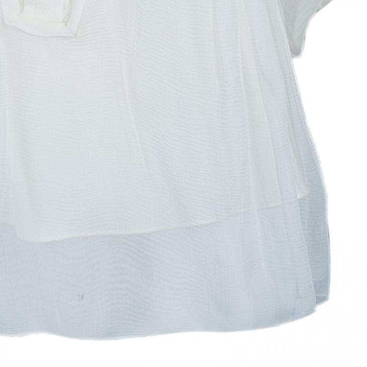 مملوكة مسبقًا Dior White Beaded Chiffon Top M