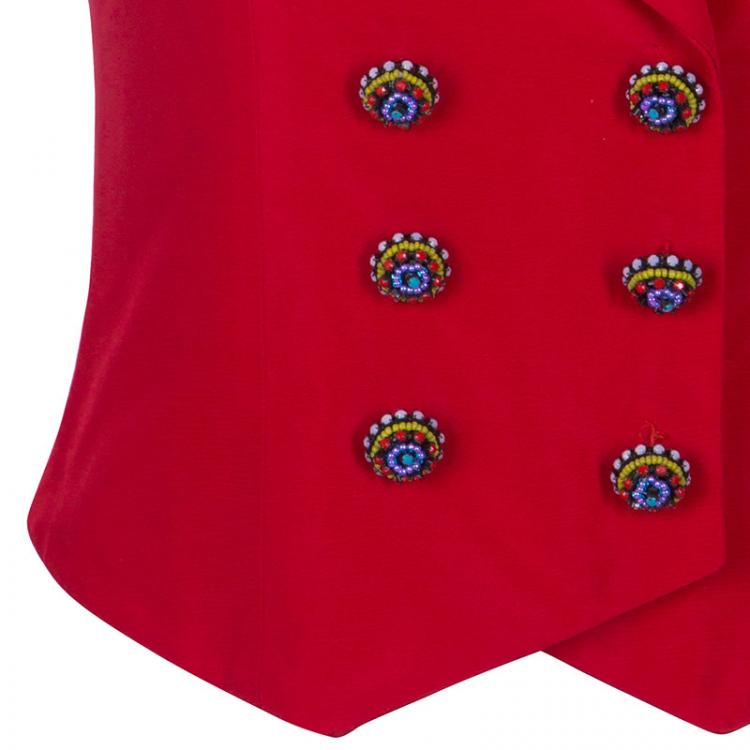 Pre Owned Dior Red Silk Button Vest Top M