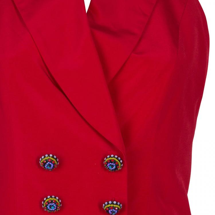 Pre Owned Dior Red Silk Button Vest Top M